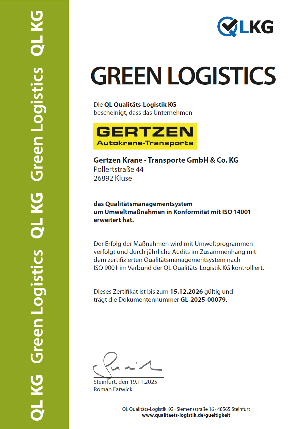 QL KG GL Gertzen Kluse DE 2026